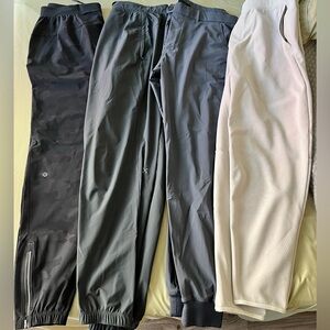 3 L Lulu Joggers, 1 Greyson L jogger (2nd from right)